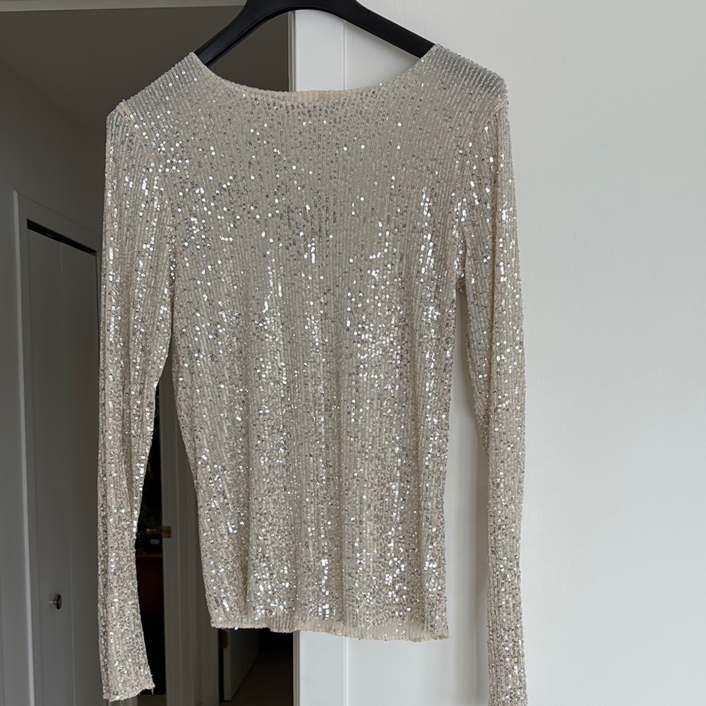 Free People Sequin Long Sleeve Top